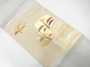 枝葉模様織り出し　名古屋帯